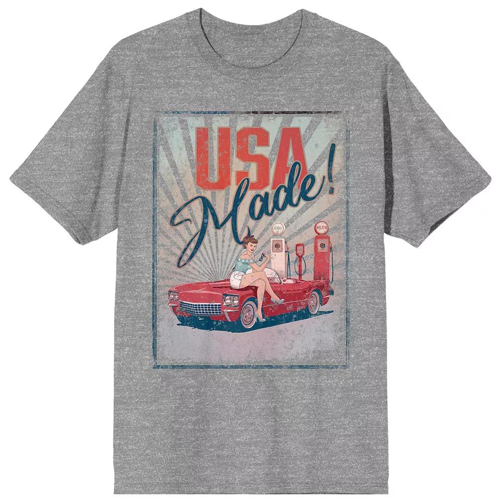 Men's Americana Vintage Car Graphic Tee, Size: XL, Gray Product Image