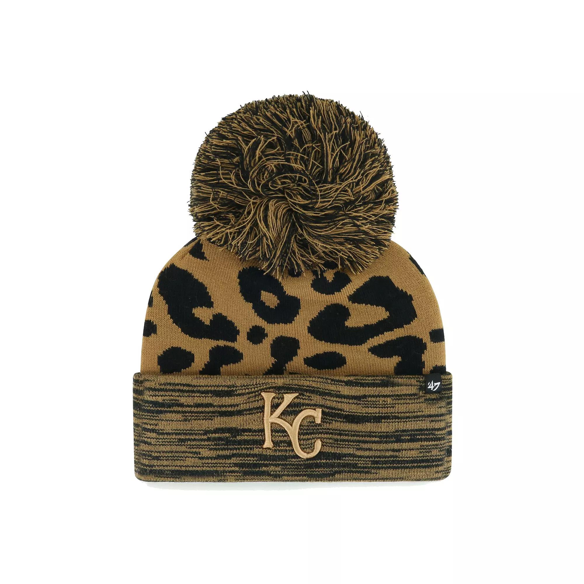 Women's '47 Kansas City Royals Leopard Rosette Cuffed Knit Hat with Pom, Brown Product Image