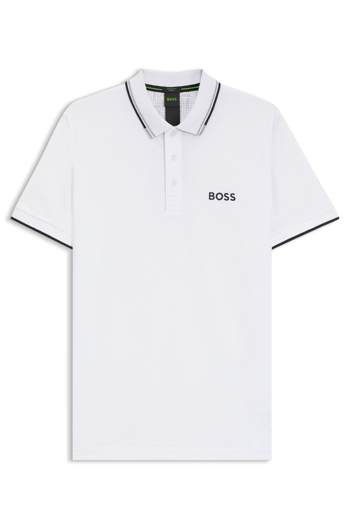 BOSS - Polo shirt with contrast logos - White Product Image