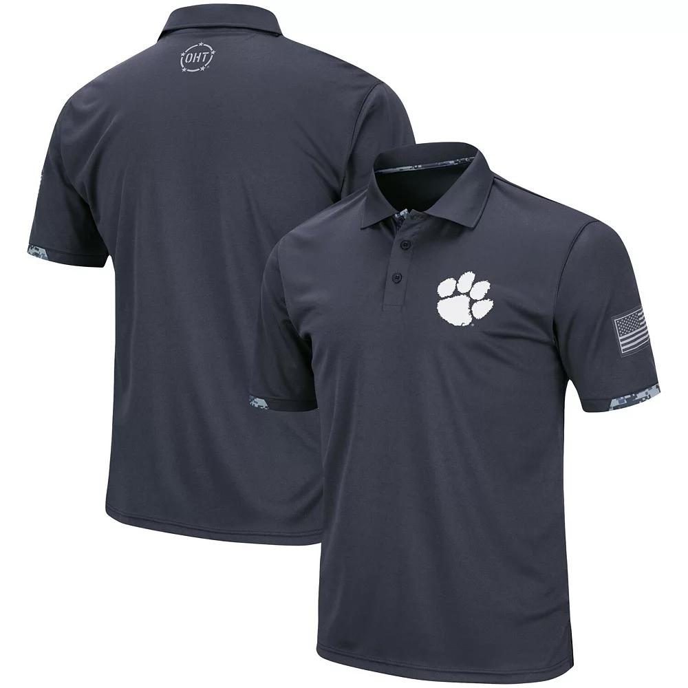 Men's Colosseum Charcoal Clemson Tigers Big & Tall OHT Military Appreciation Digital Camo Polo,  Product Image