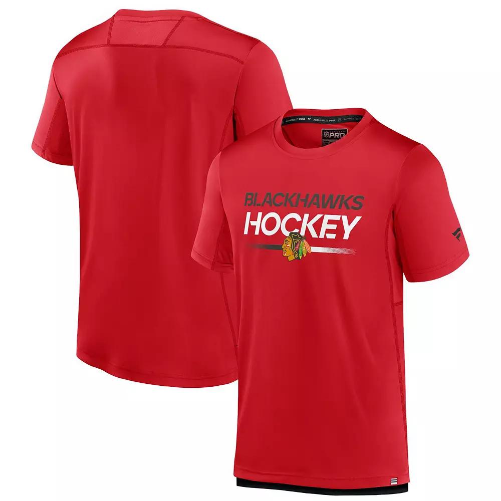 Men's Fanatics Branded Red Chicago Blackhawks Authentic Pro Tech T-Shirt,  Product Image
