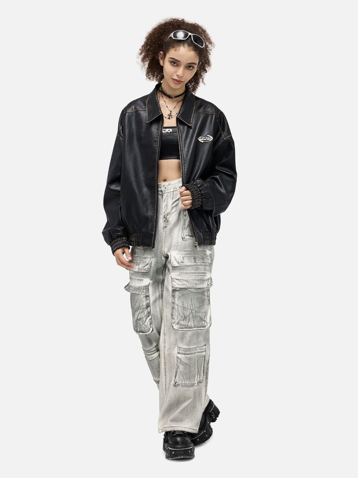 Aelfric Eden Faux Leather Cropped Jacket Product Image