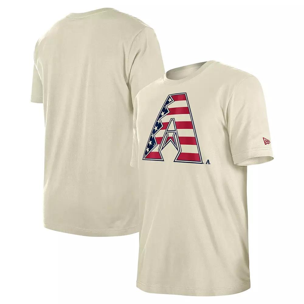 Men's New Era Cream Arizona Diamondbacks 4th of July Flag Fill T-Shirt, Size: Large, Beige Product Image