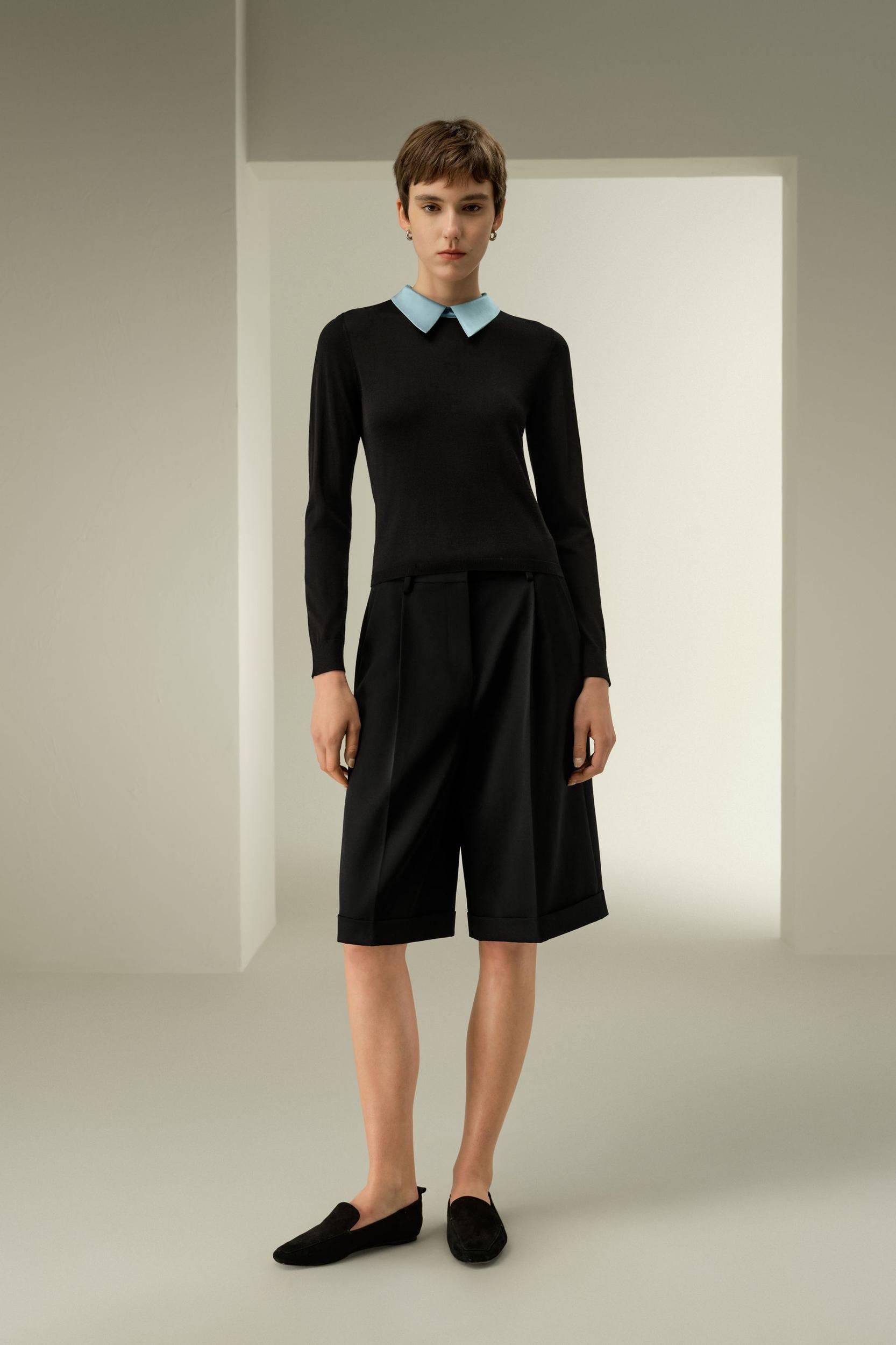 LSxES Elitist Silk Knitted Top with Collar Product Image