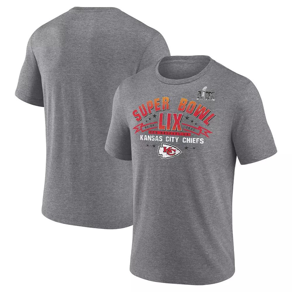 Men's Fanatics  Heather Gray Kansas City Chiefs Super Bowl LIX Made It Tri-Blend T-Shirt, Size: Small, Grey Product Image