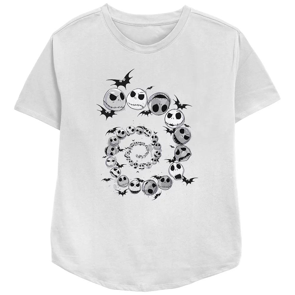 Disney's The Nightmare Before Christmas Jack Skellington And Bats Spiral Women's Relaxed Fit Graphic Tee,  Product Image