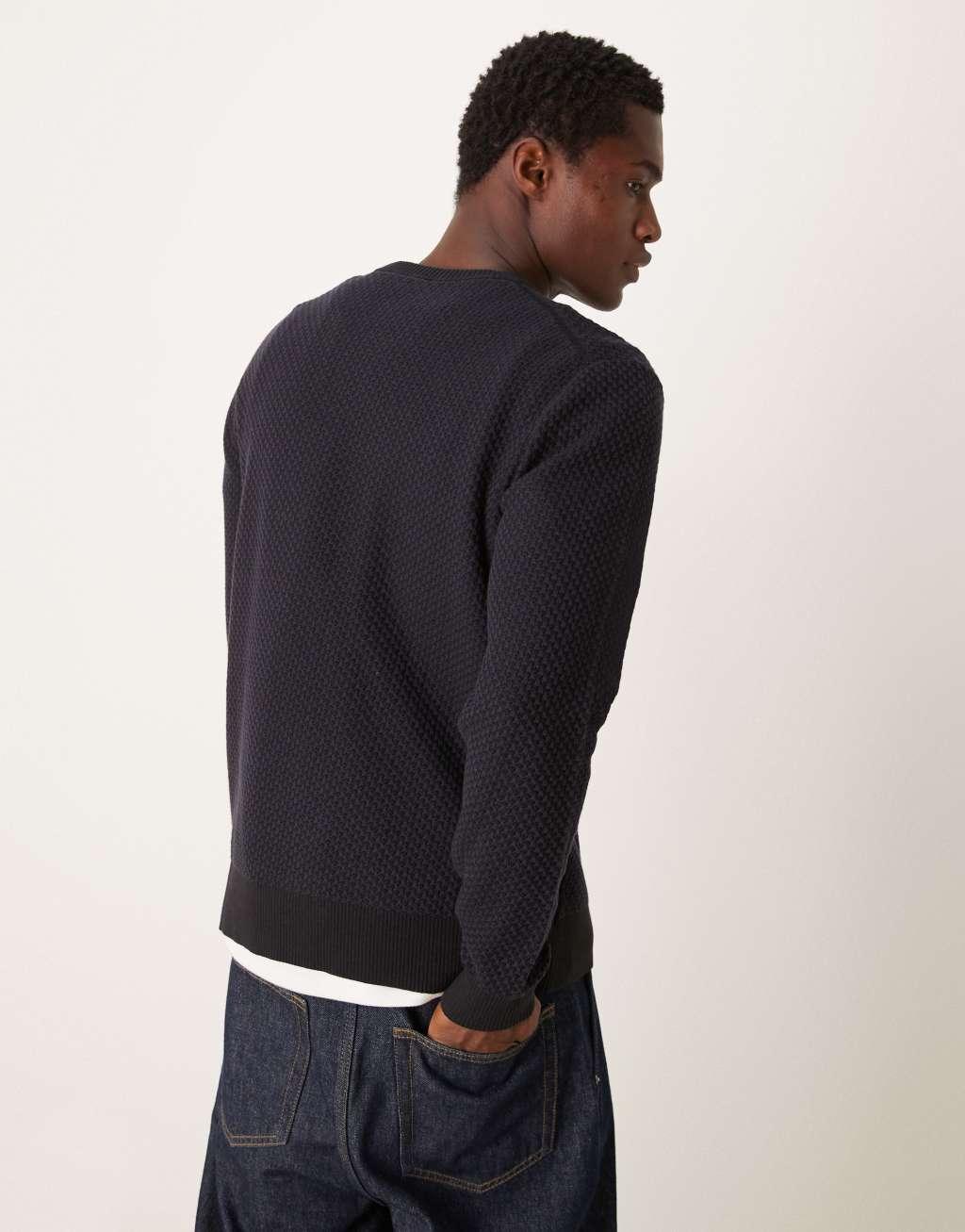 Calvin Klein two tone knit sweater in black Product Image