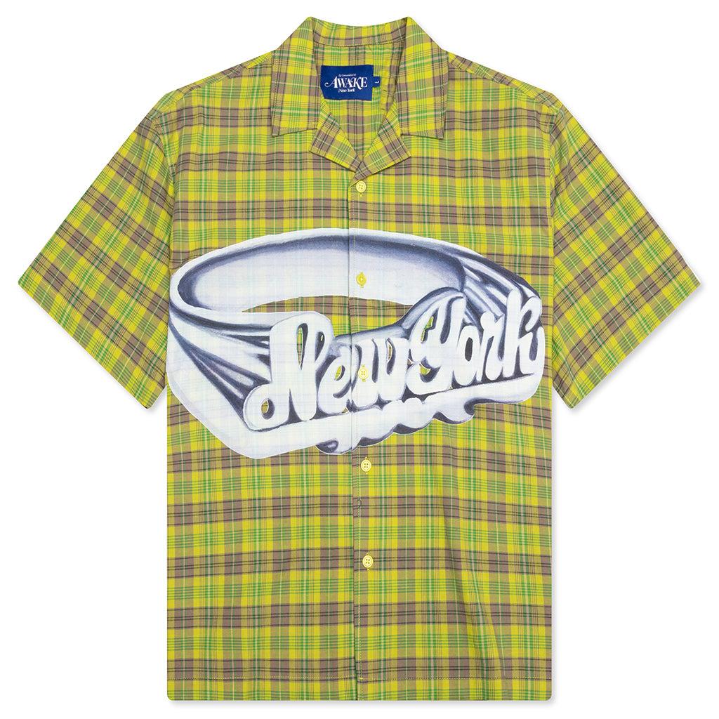 Printed Camp Collar Shirt - Green Male Product Image