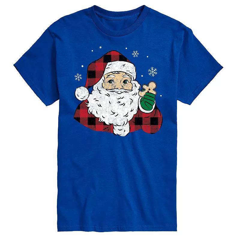 Men's Vintage Santa Plaid Cookie Graphic Tee,  Product Image