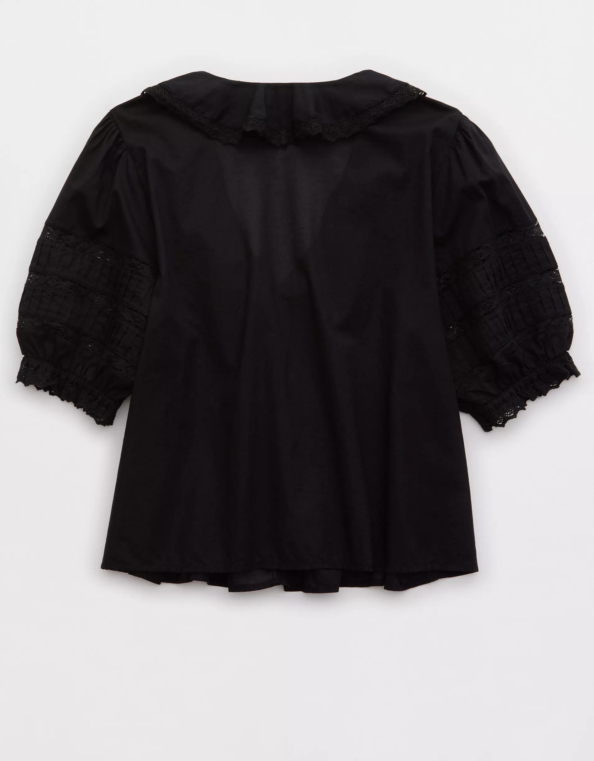 Aerie Short Sleeve Ruffle Blouse Product Image