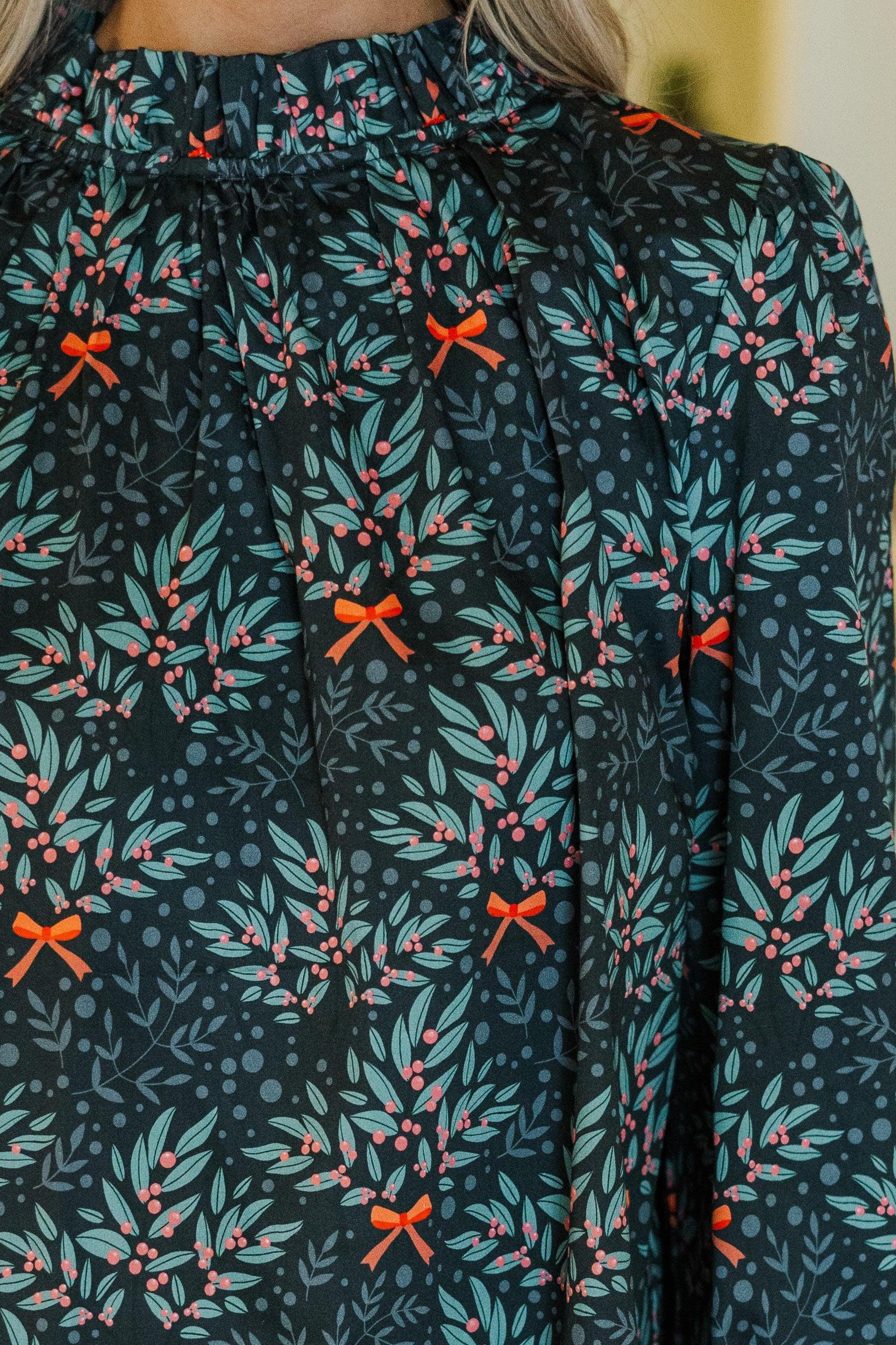 Tried And True Navy Floral Ruffled Blouse Female Product Image