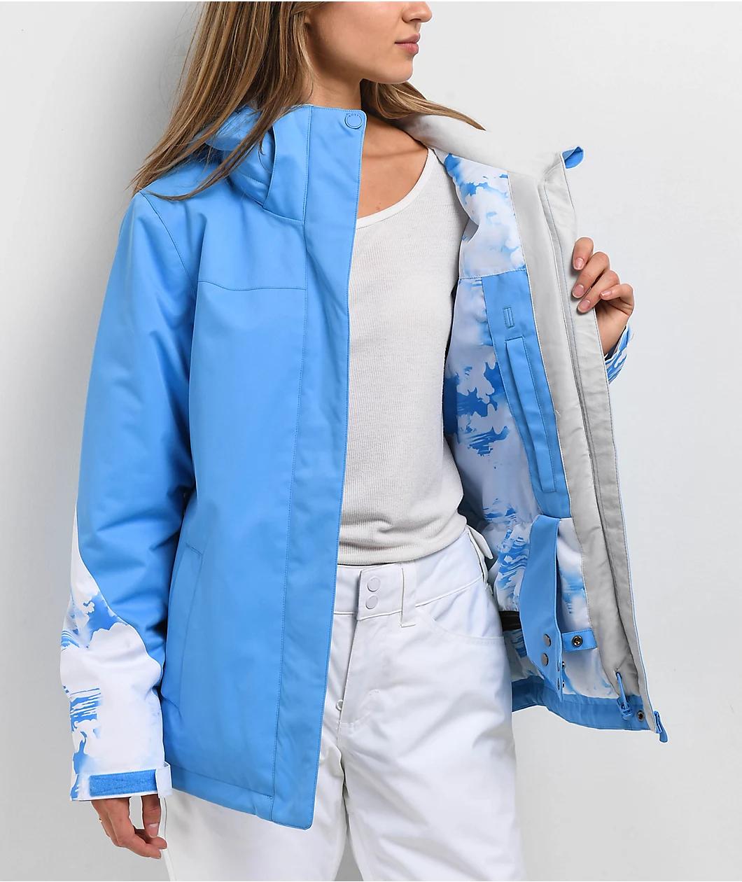 Roxy Jetty Block Azure Blue Clouds 10K Snowboard Jacket Product Image