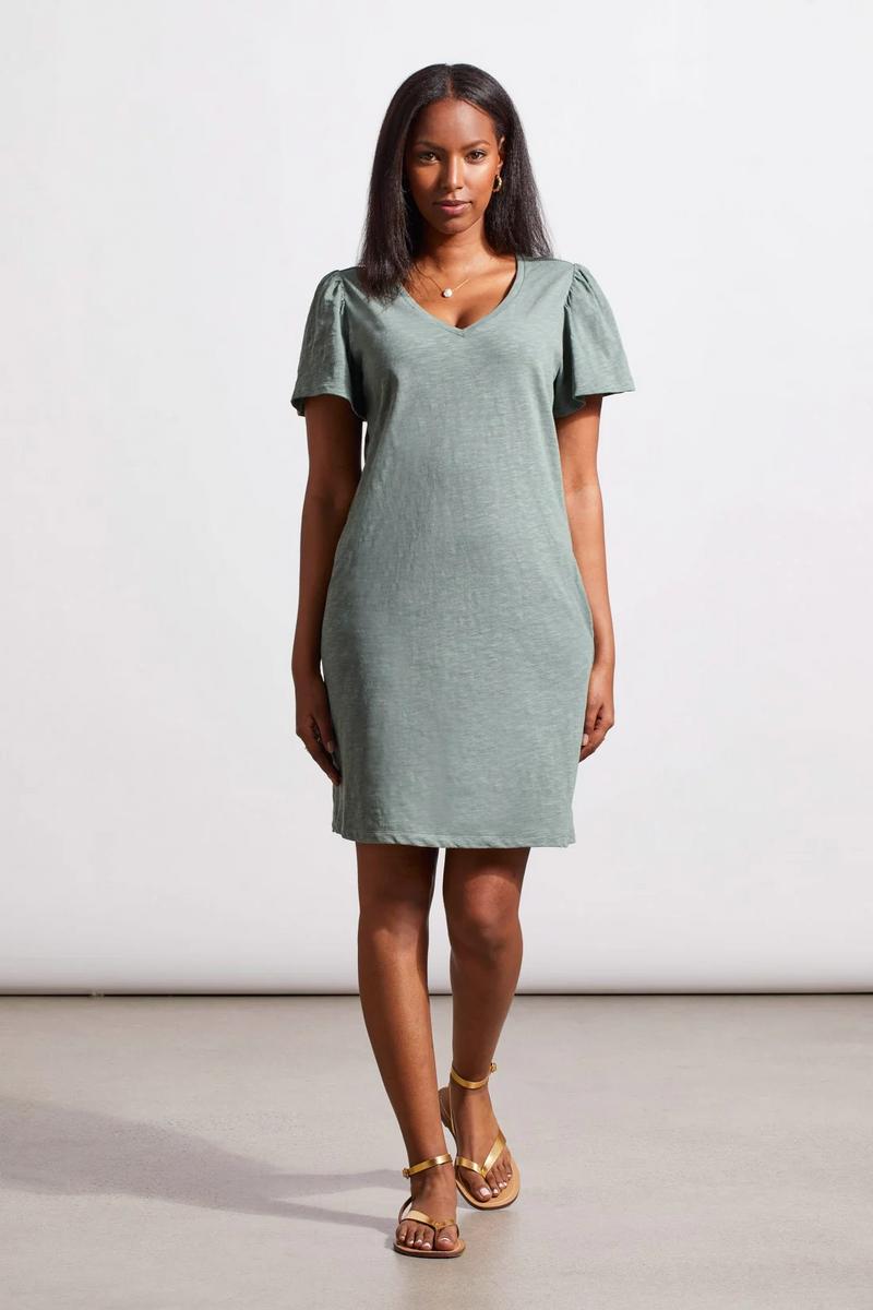 COTTON FLUTTER SLEEVE DRESS W/POCKETS Product Image