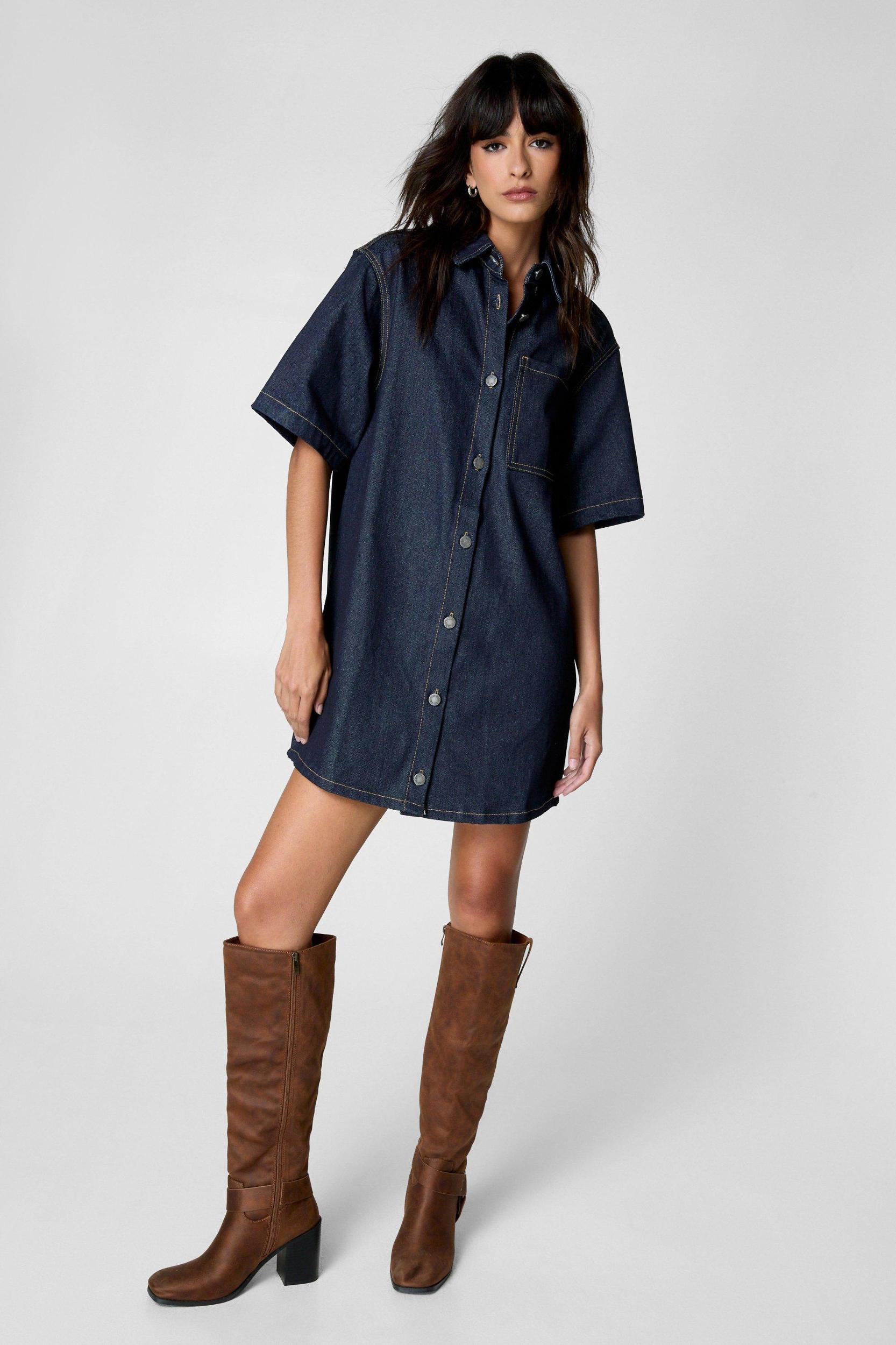 Indigo Denim Shirt Dress Product Image