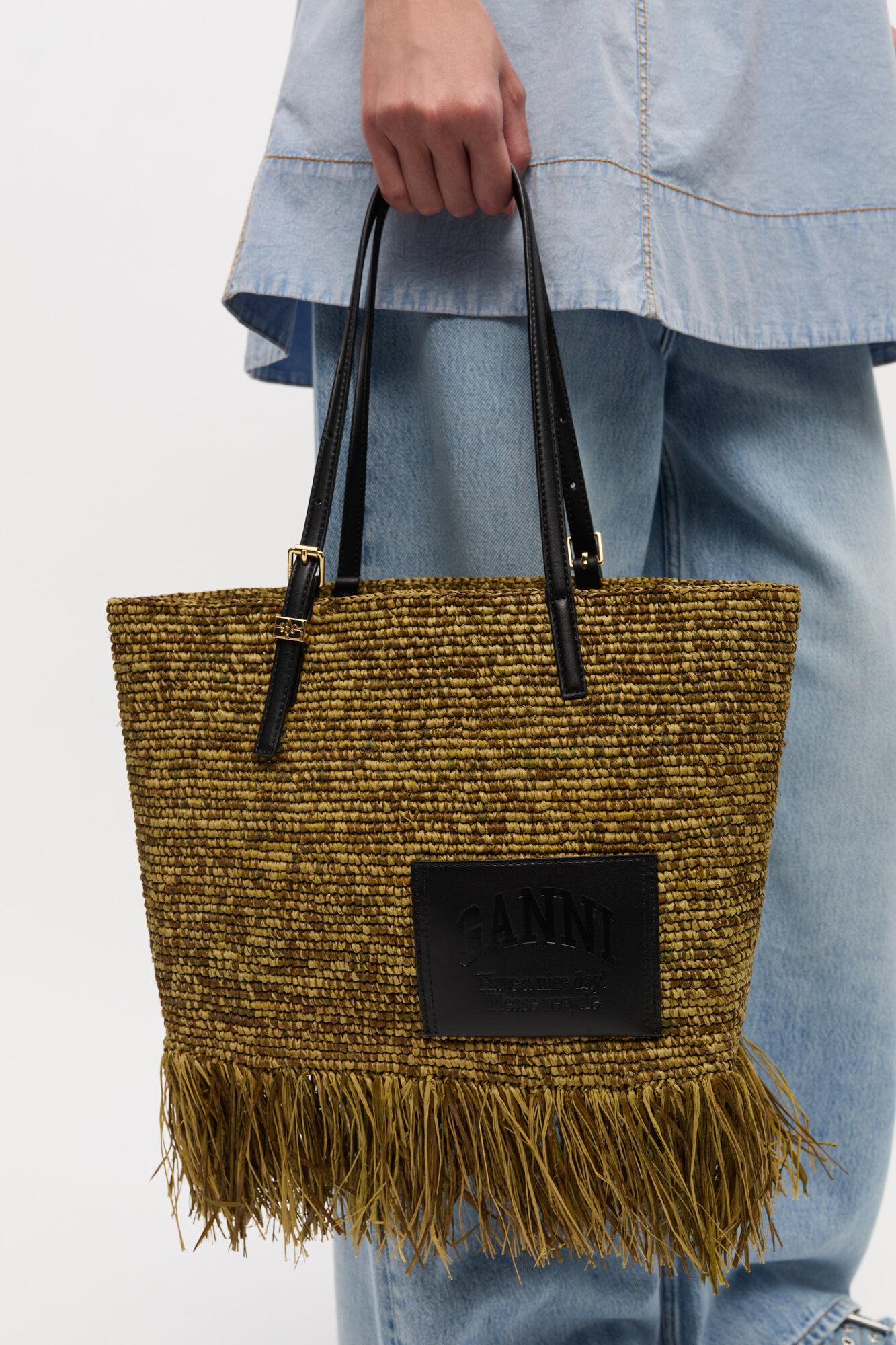 Raffia Tote Fringes Bag Small Product Image