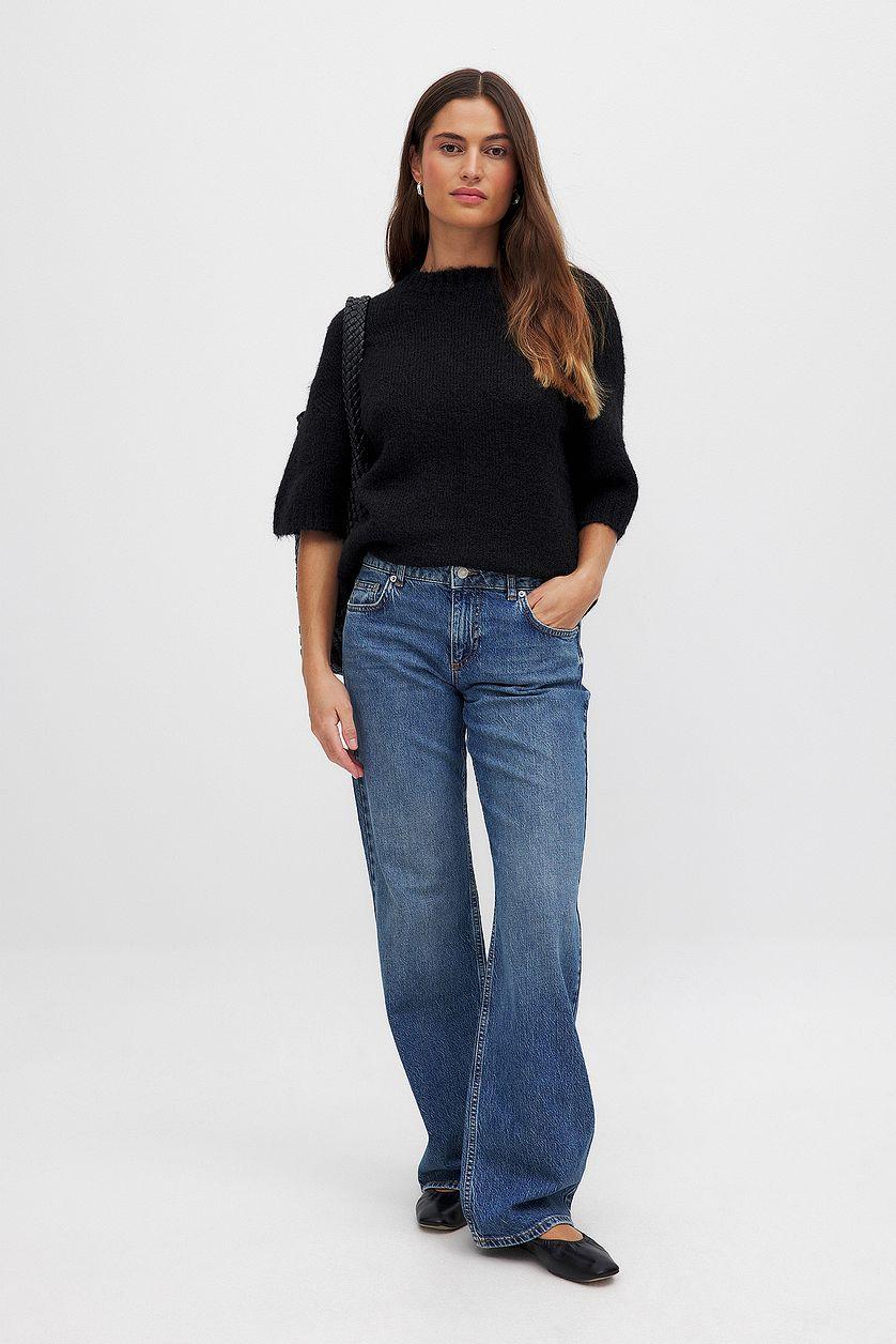Straight Low Waist Bow Detail Jeans Product Image