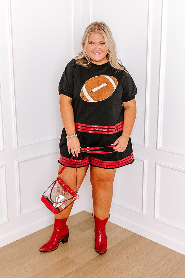 Sideline Social High Waist Sequin Shorts in Black Curves Product Image