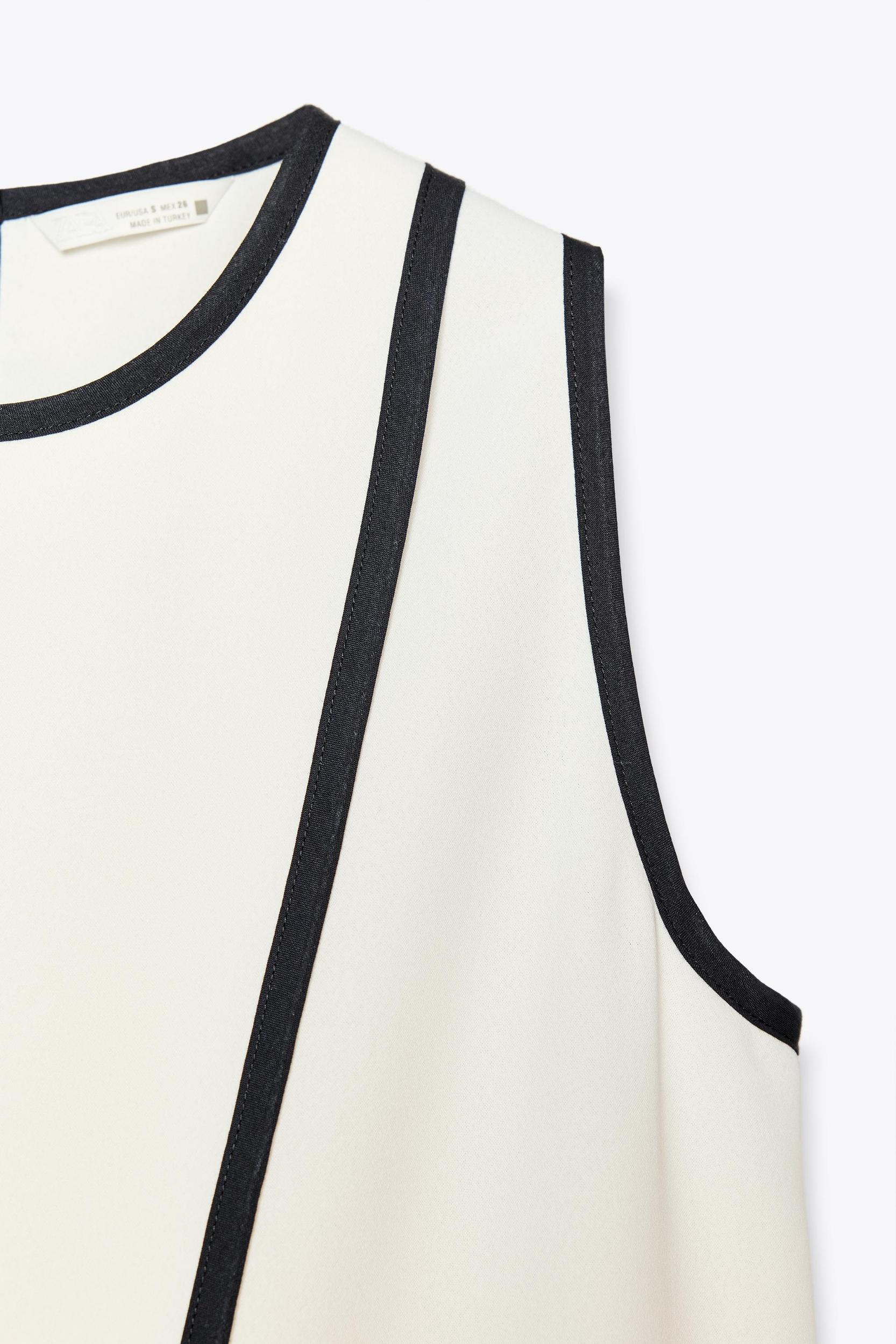 CONTRAST TRIM CREPE TOP Product Image