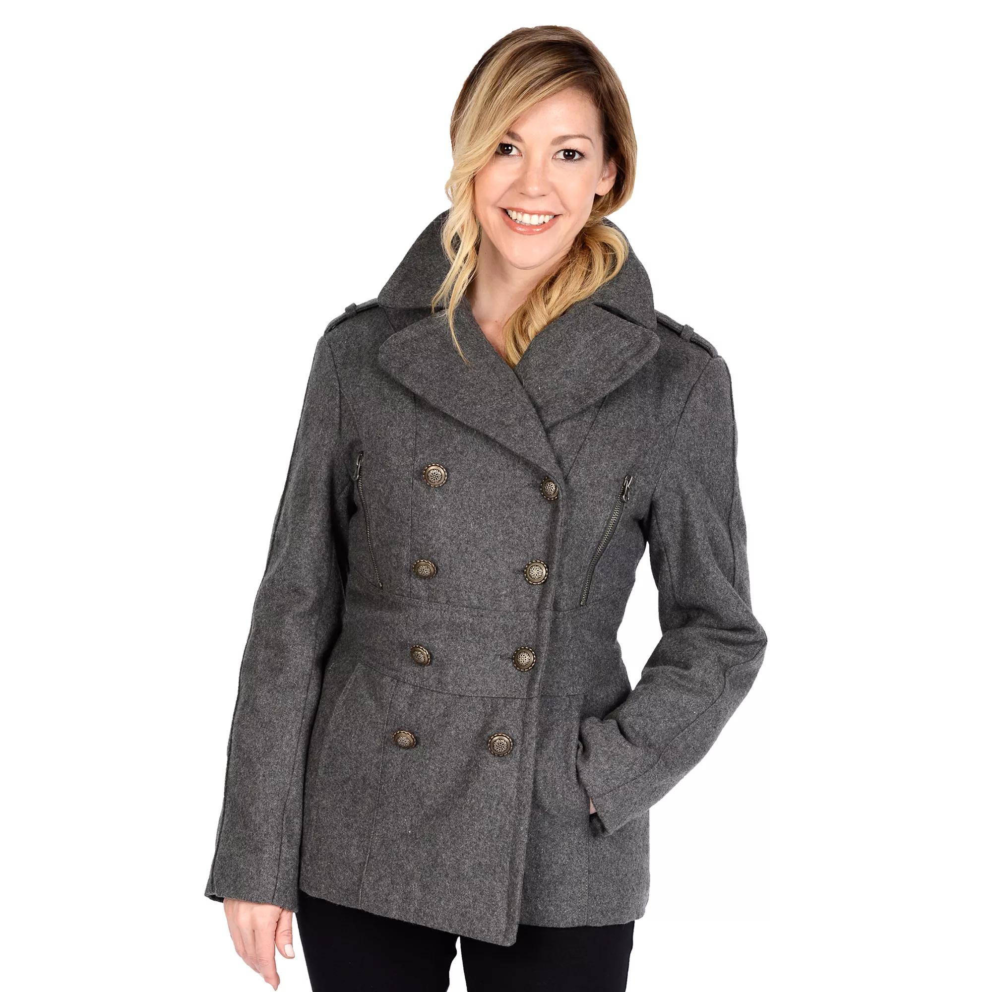 Women's Excelled Military Wool Blend Peacoat,  Product Image
