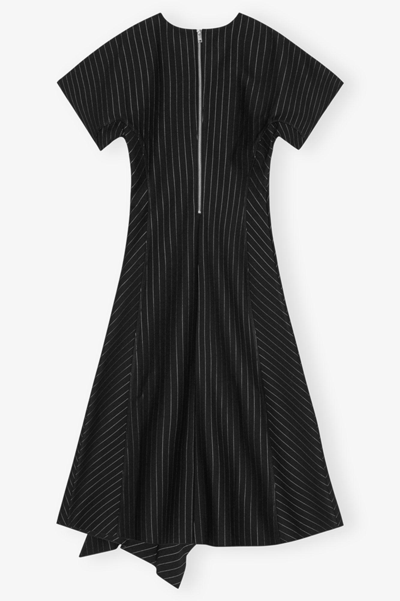 Black Pinstripe Long Dress Product Image