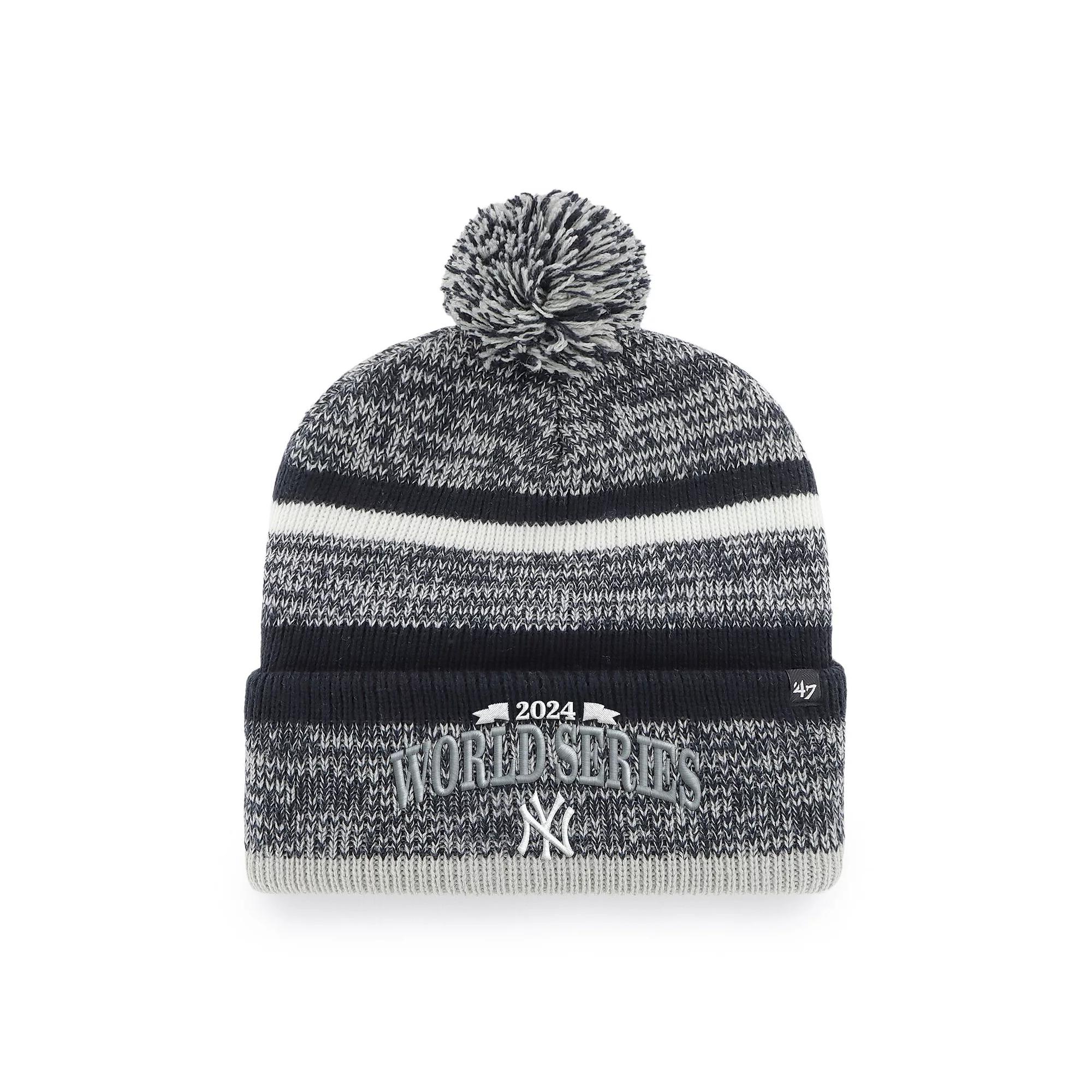 Men's '47 Navy New York Yankees 2024 American League Champions Northward Cuffed Knit Hat with Pom, Blue Product Image
