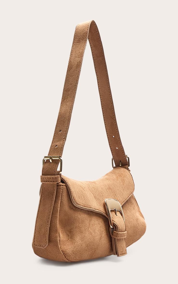 Tan Suede Buckle Shoulder Bag Product Image