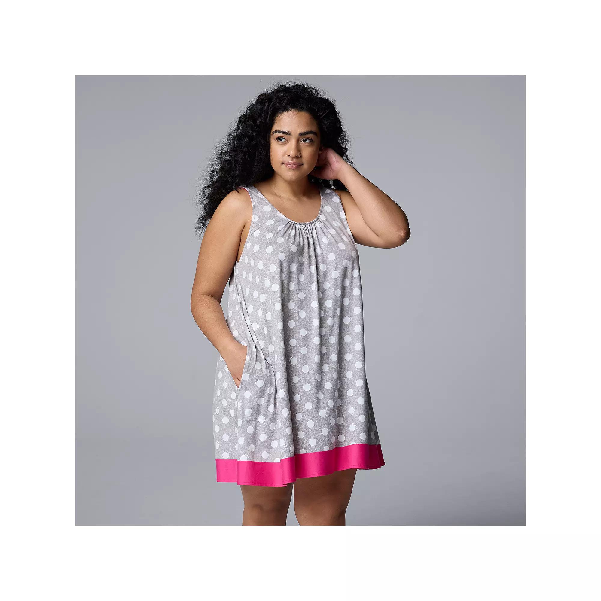 Plus Size Simply Vera Vera Wang Cozy Sleep Chemise, Women's, Size: 3XL, Green Palm Product Image