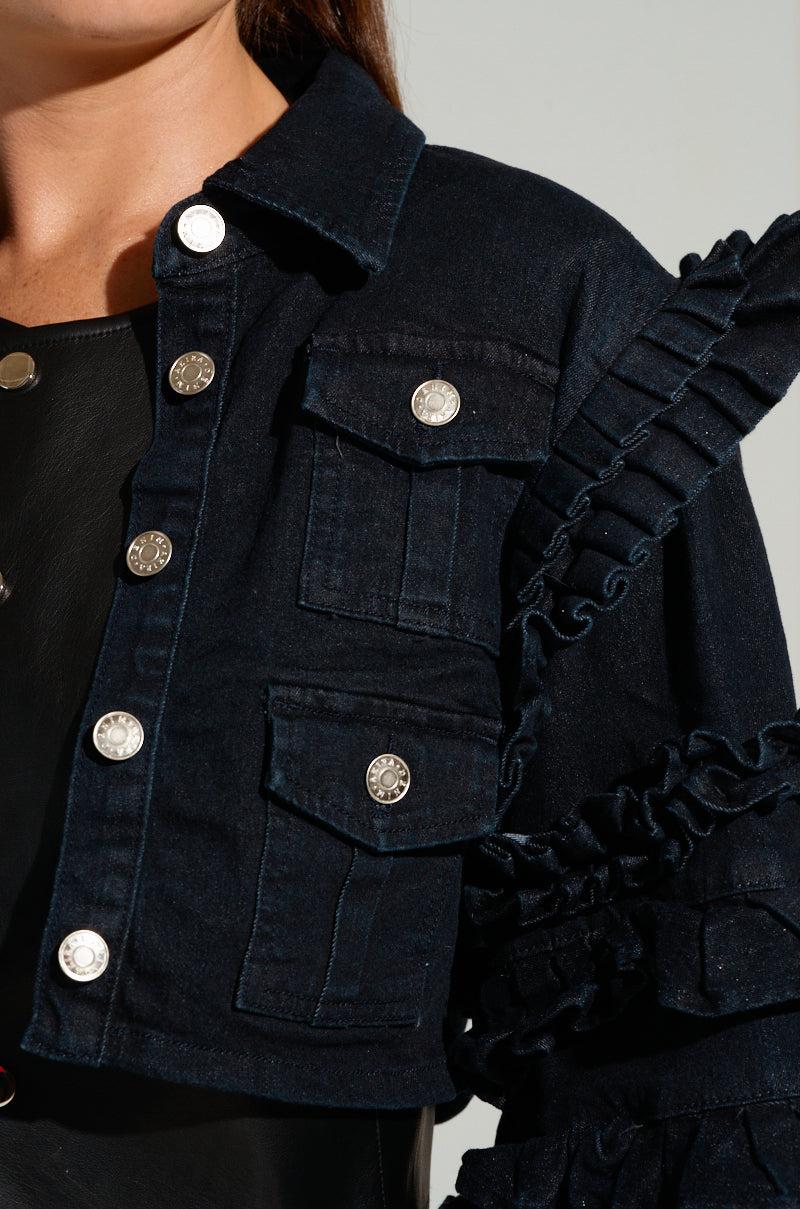 FELICITY STATEMENT SLEEVE DENIM JACKET Product Image