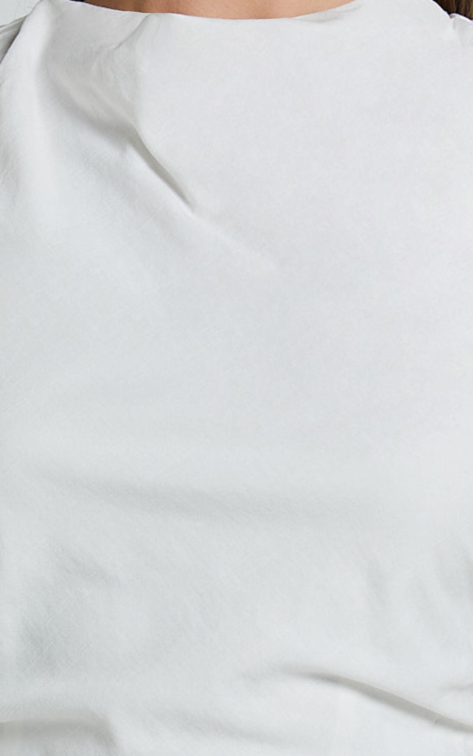 Sylvie Midi Dress - High Neck Flare Dress in White Product Image