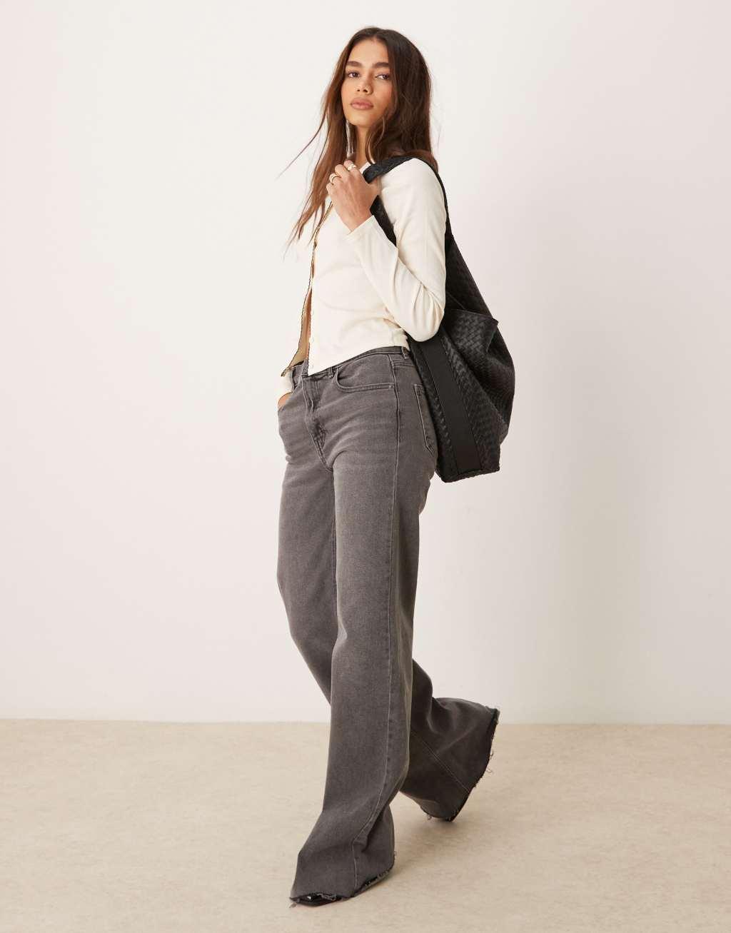 Miss Selfridge blanket stitch collar detail long sleeve top in cream Product Image