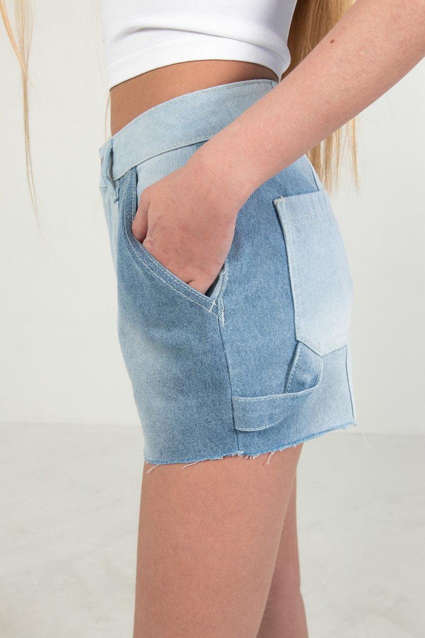 Two Tone Denim Carpenter Shorts Product Image