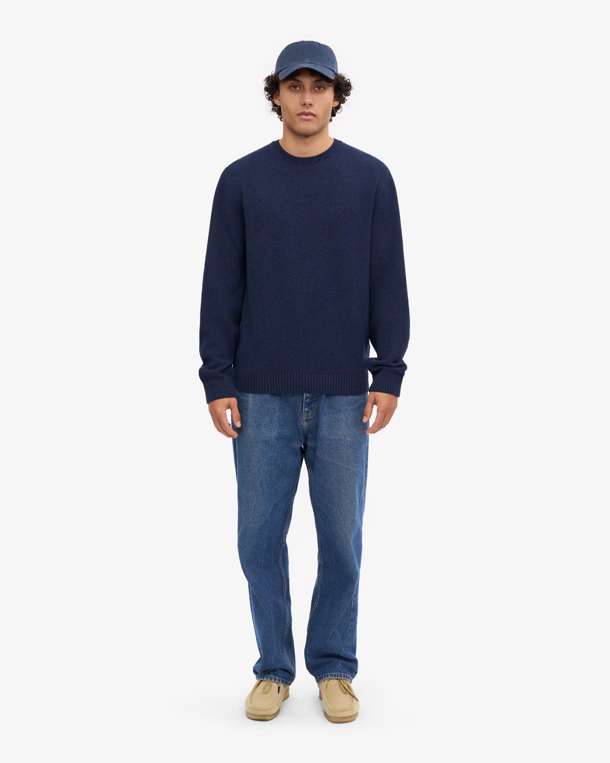 Classic Merino Wool Crew - Marine Blue Product Image