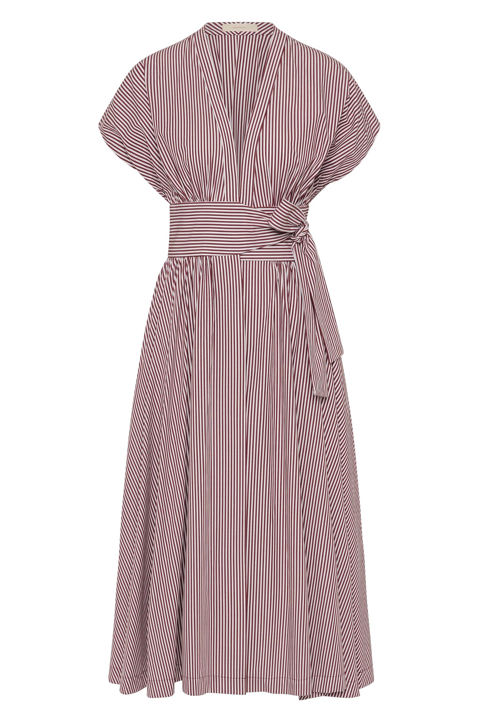Janne Midi Dress Maia Stripe Burgundy - Final Sale Product Image