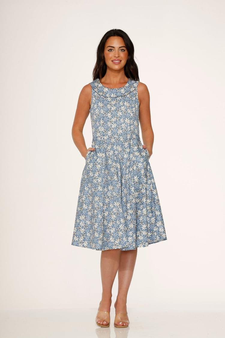 Blue Daisy Floral Swing Dress Product Image