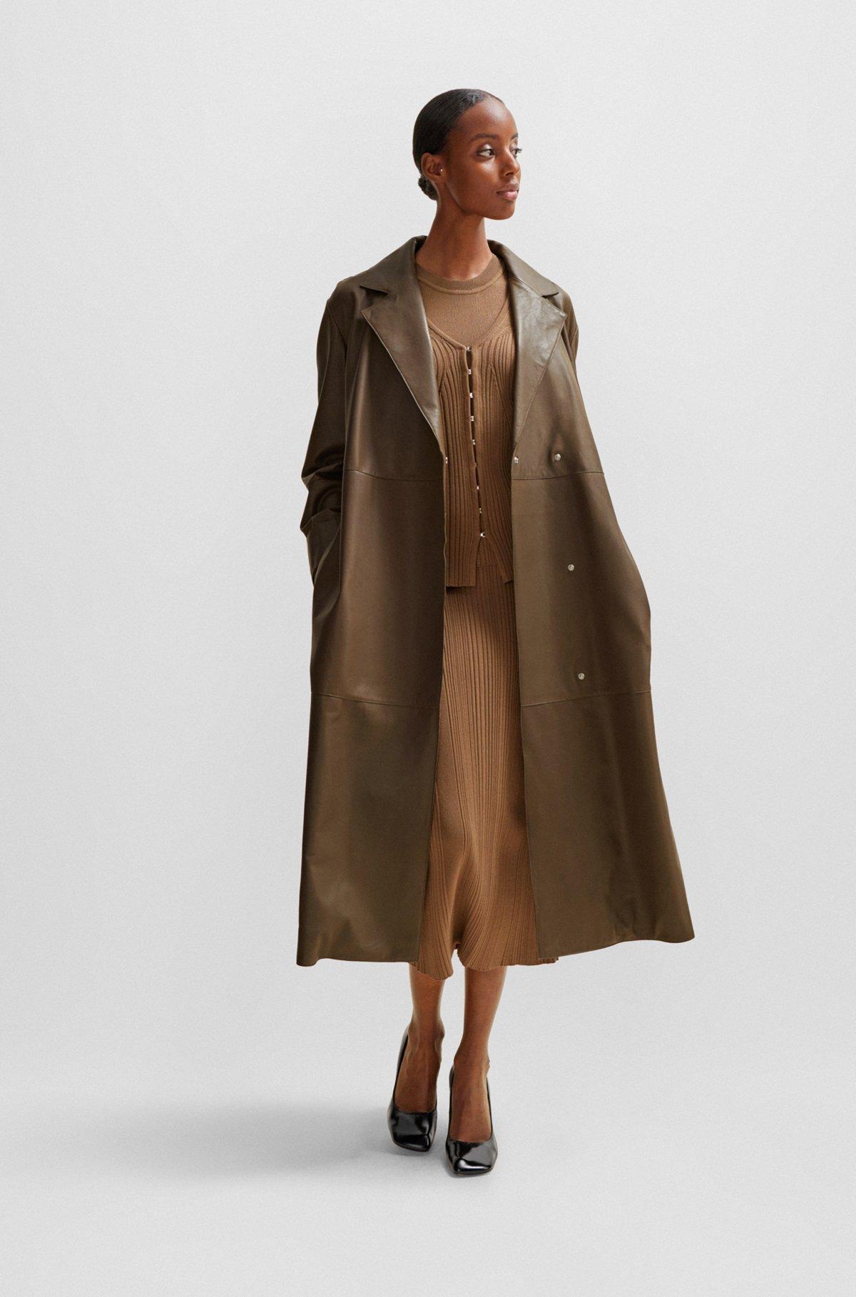 Longline belted coat in nappa leather Product Image