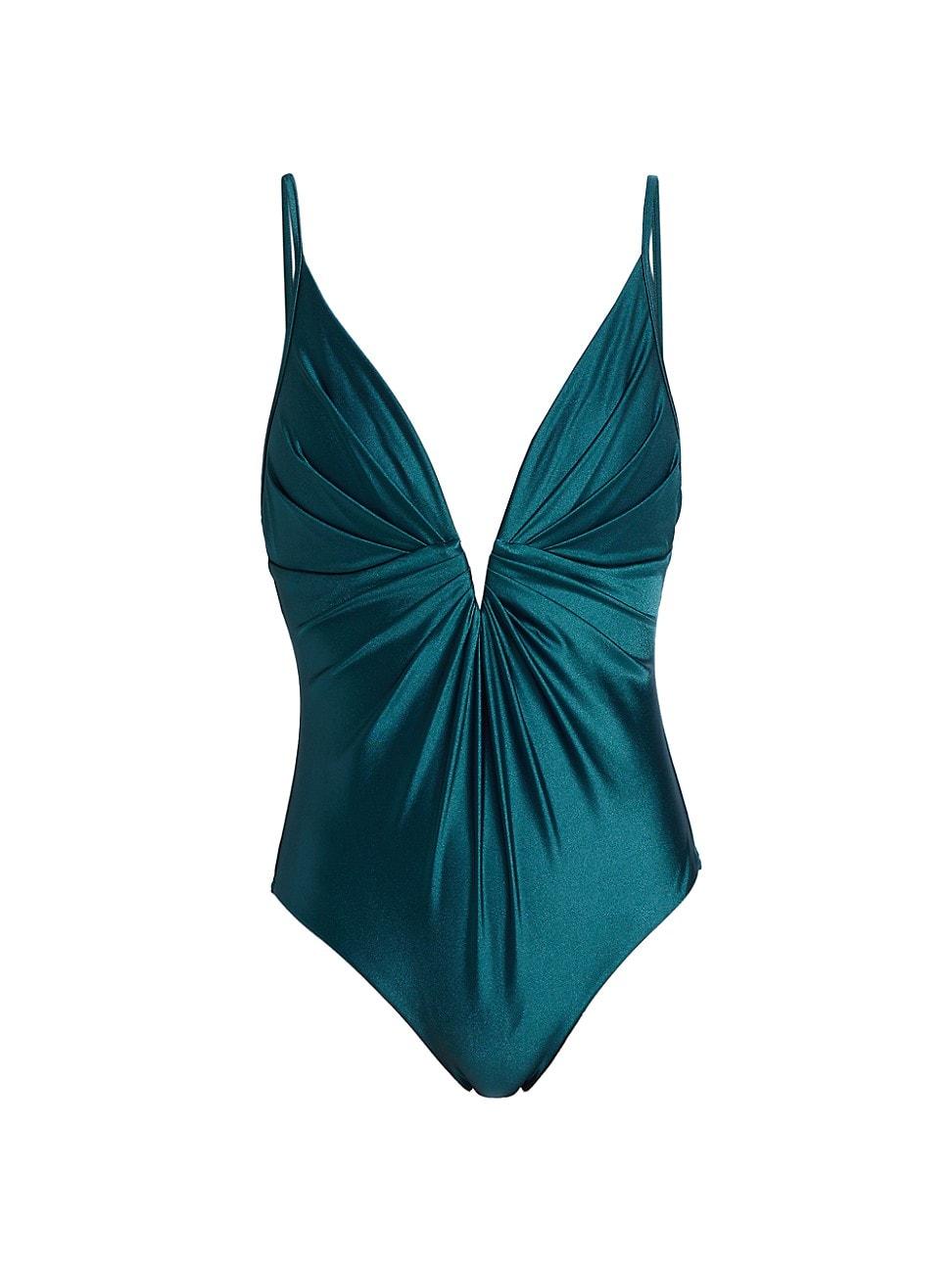 Womens Acacia Draped V-Neck One-Piece Swimsuit Product Image