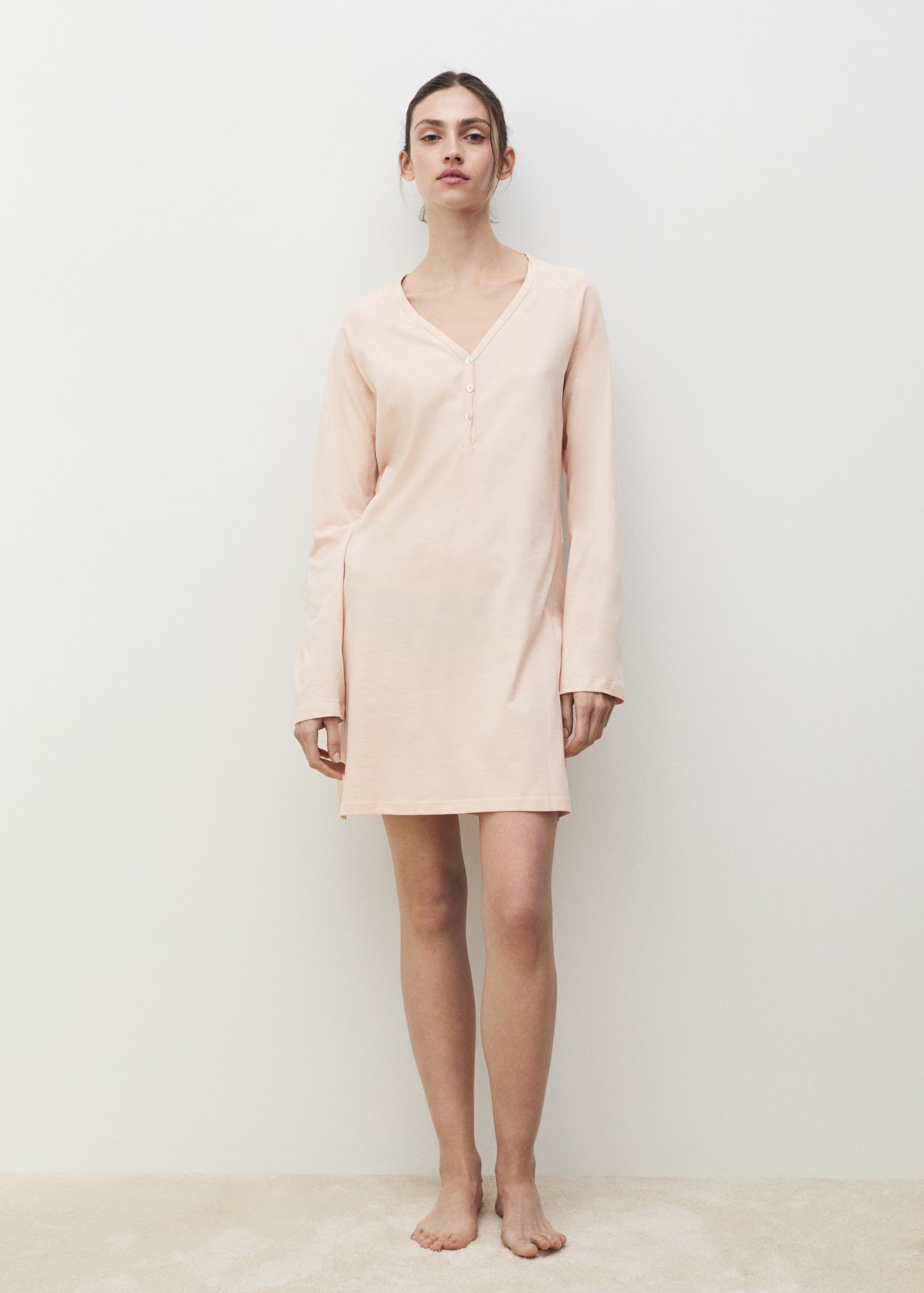 Cotton V-neck nightgown - Women | MANGO USA Product Image
