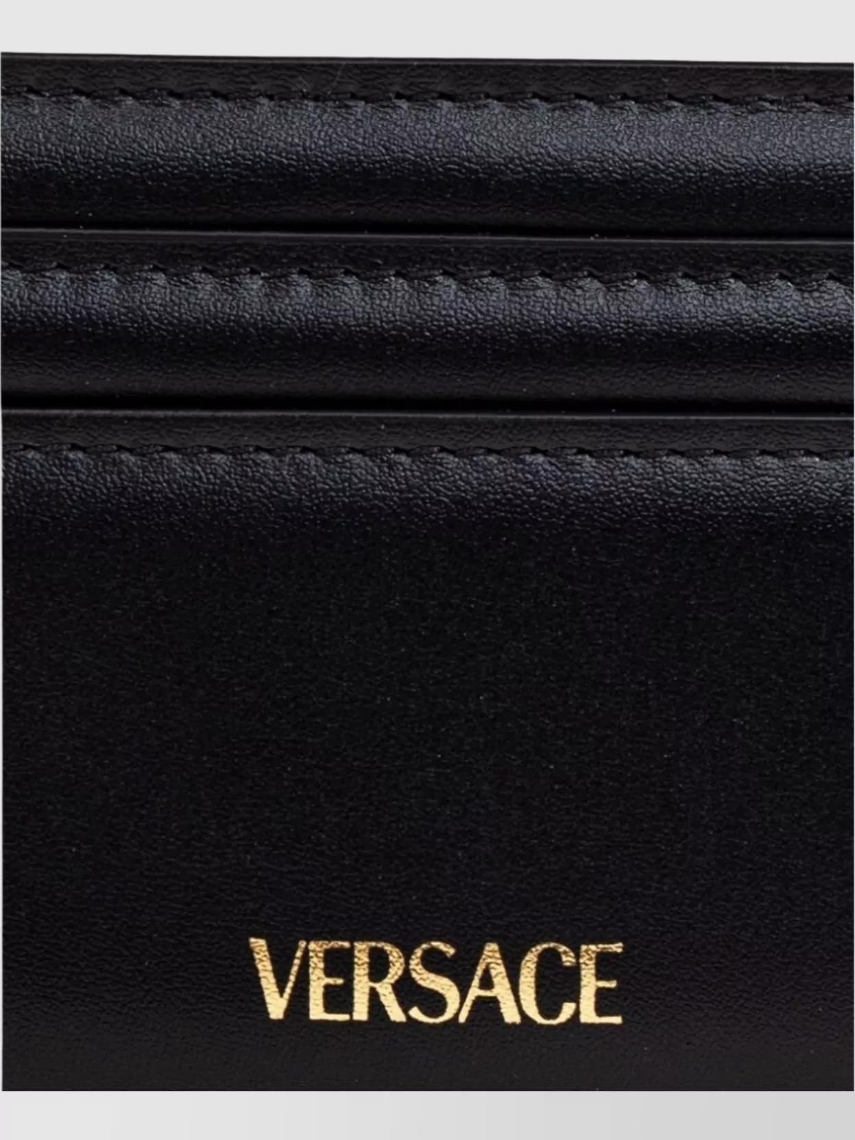 VERSACE Black Small Wallet With Medusa Biggie Logo In Leather Woman Product Image