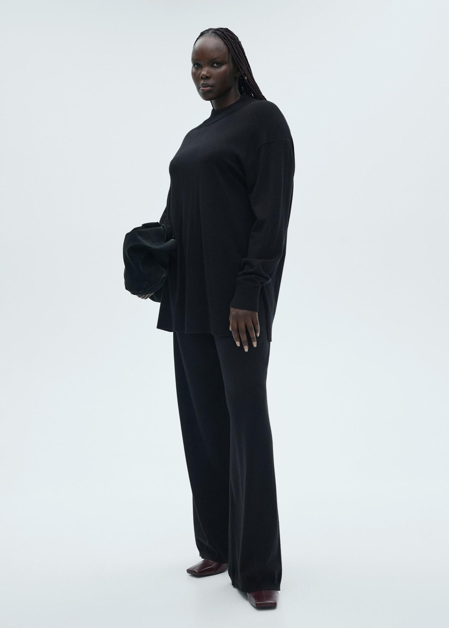 Fine-knit wideleg trousers - Women | MANGO USA Product Image