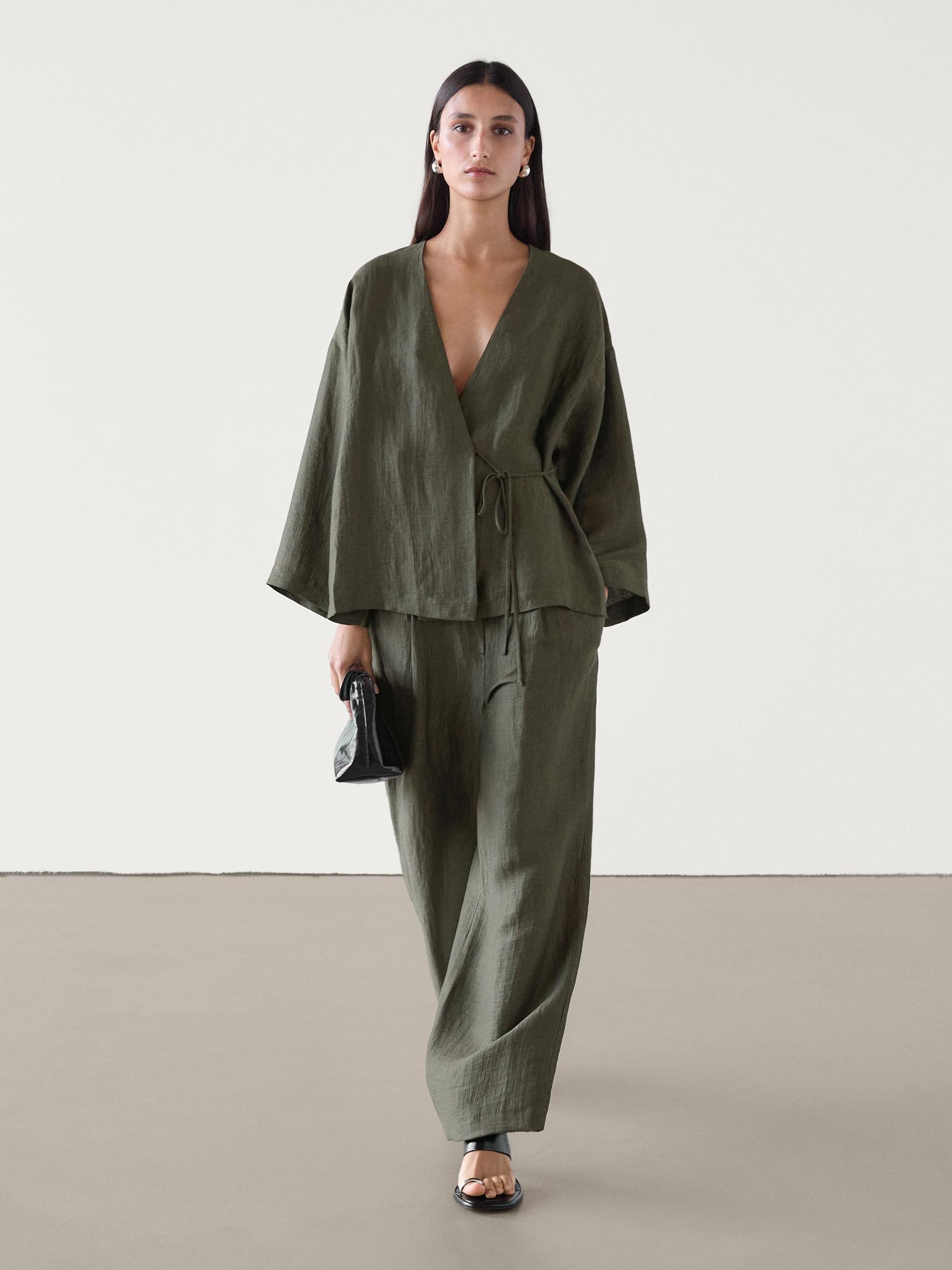 Linen blend darted trousers Product Image