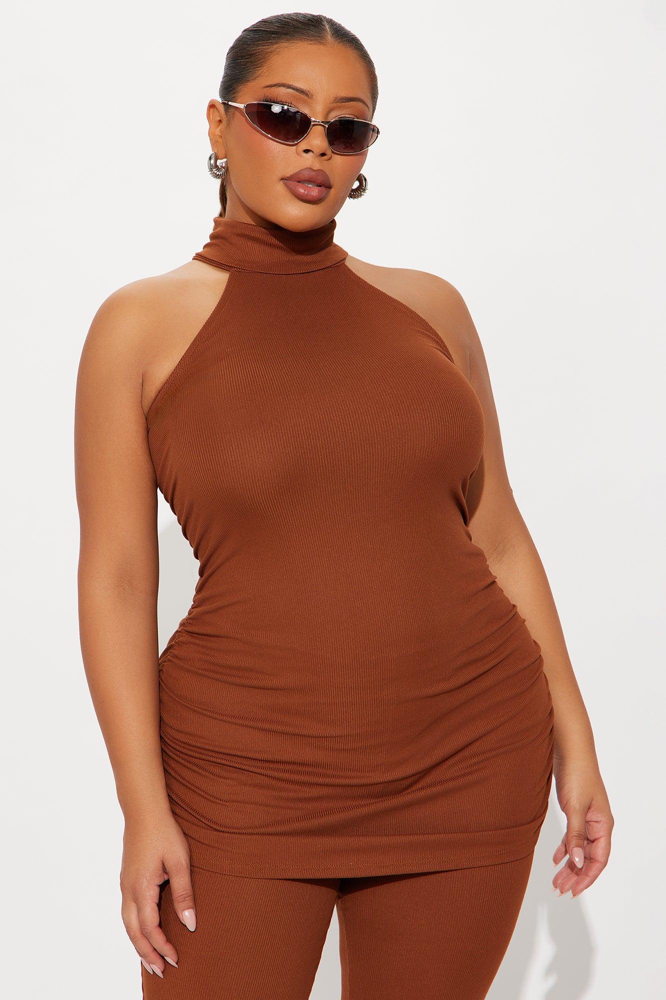Sarina Ribbed Sleeveless Pant Set - Mocha Female Product Image