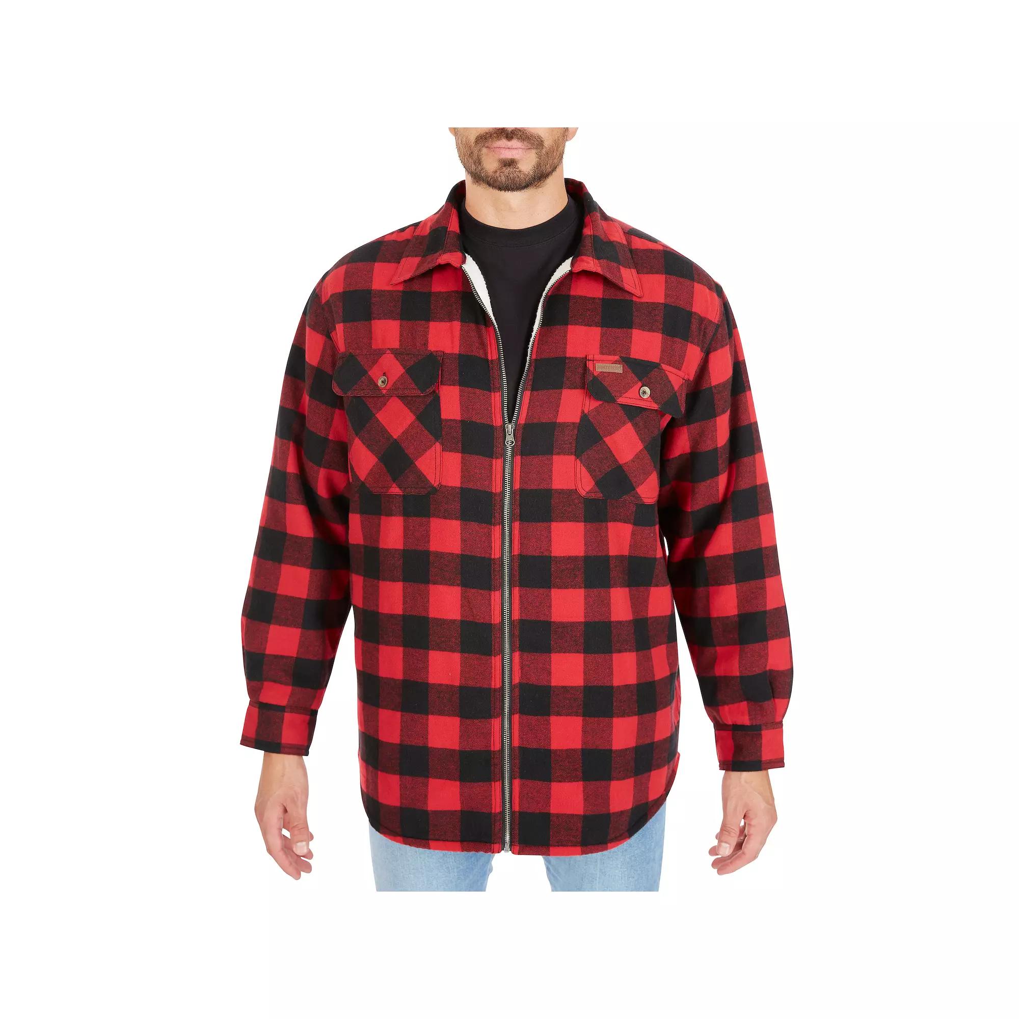 Men's Smith's Workwear Plaid Sherpa-Lined Cotton Flannel Shirt Jacket,  Product Image