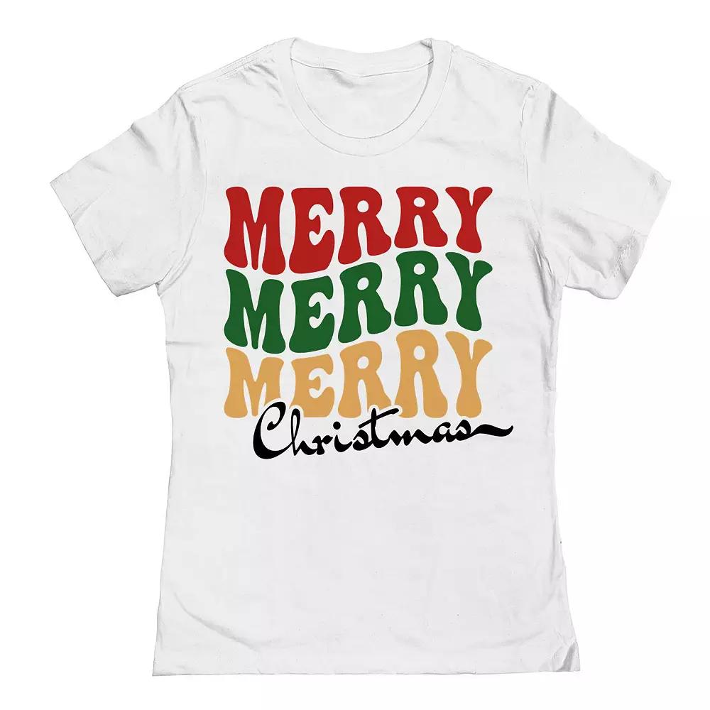 Junior's Merry Repeat 3 Christmas Graphic Tee, Women's,  Product Image