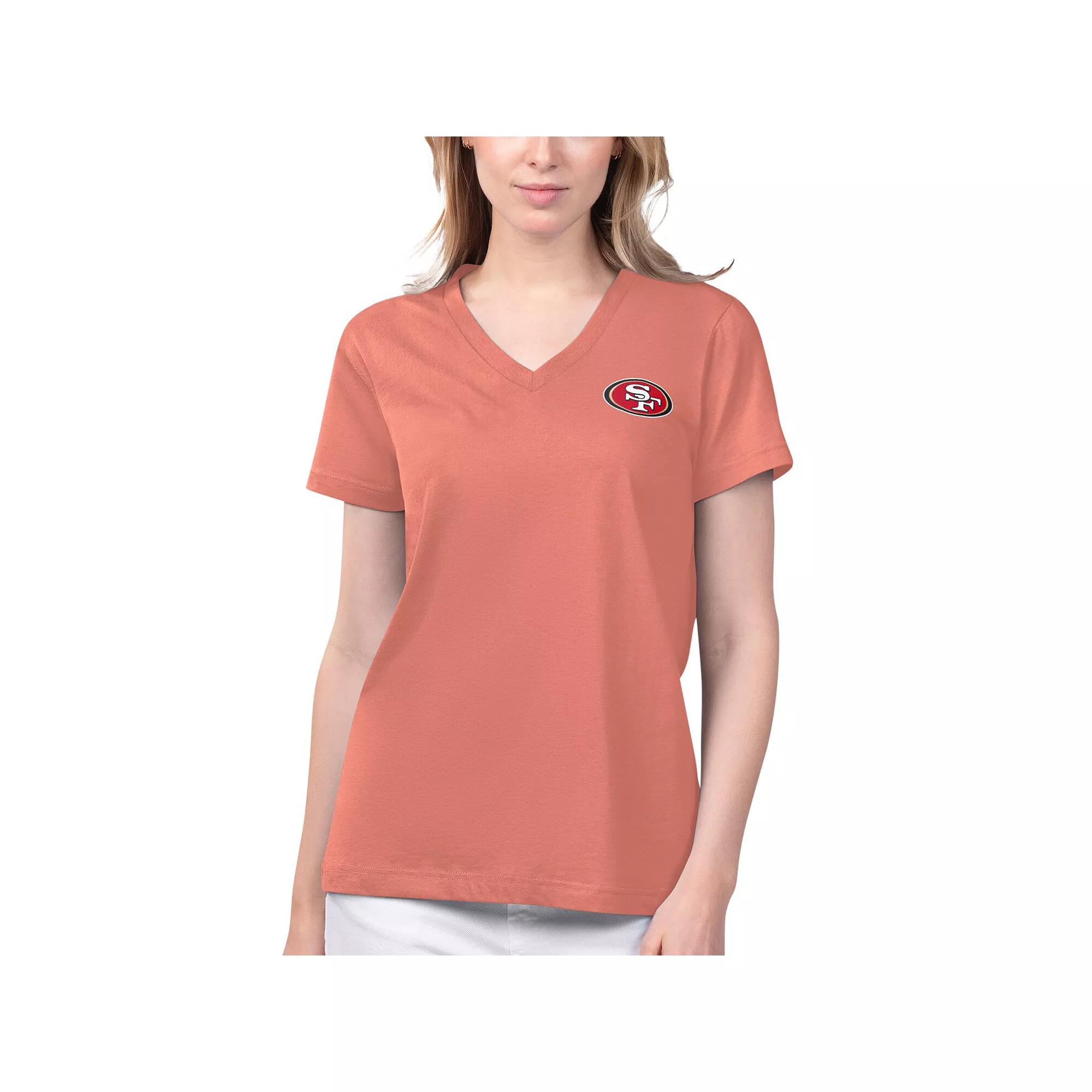 Women's Margaritaville Coral San Francisco 49ers Game Time V-Neck T-Shirt,  Product Image