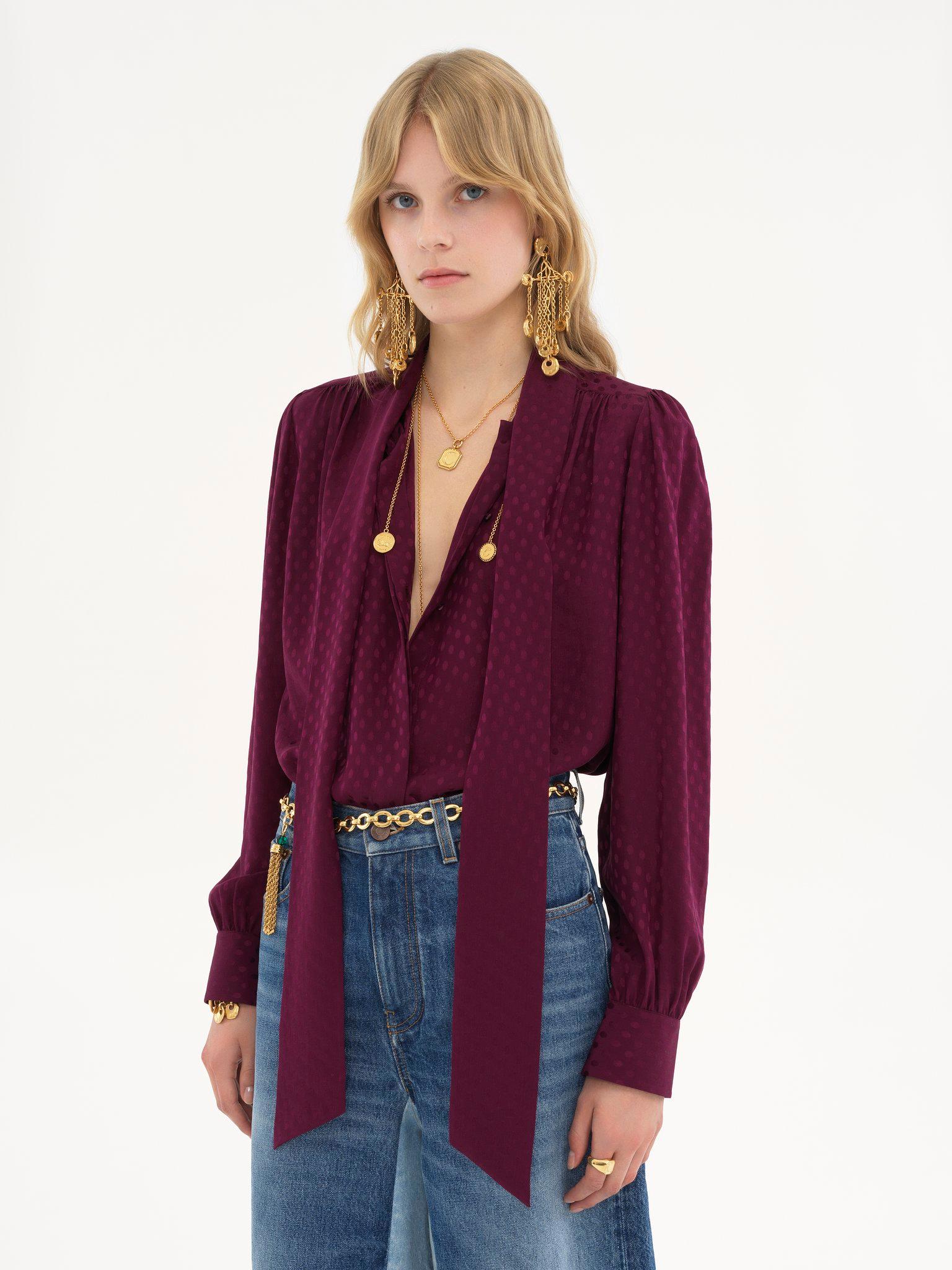 Lavallière blouse in silk jacquard Product Image