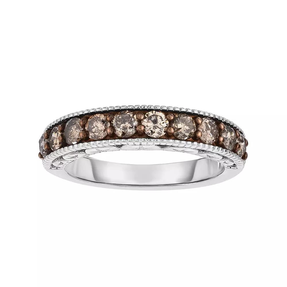 Sterling Silver 1 Carat T.W. Champagne Diamond Ring, Women's, Size: 9, Brown Product Image