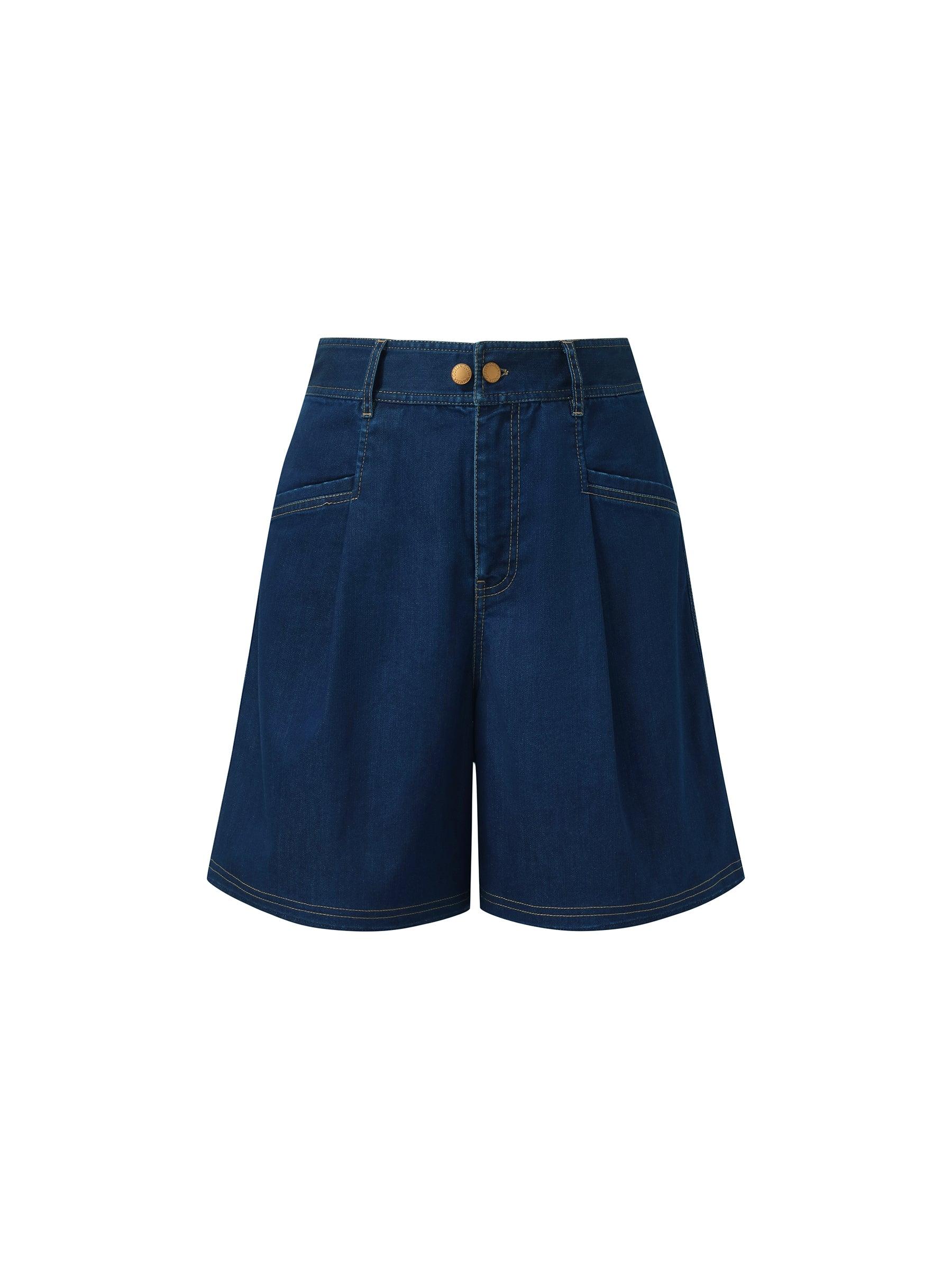 Denim Stretch Adjustable High-Waisted Women Shorts Product Image