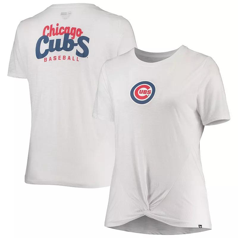 Women's New Era White Chicago Cubs Plus Size 2-Hit Front Knot T-Shirt, Size: 3XL Product Image