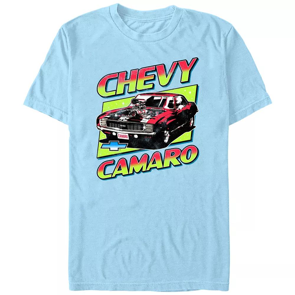 Men's Chevy Camaro Fluorescent Poster Graphic Tee, Size: Medium, Light Blue Product Image