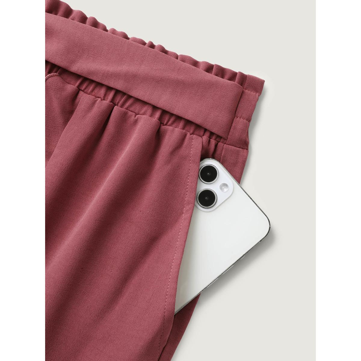 Plus Size Ruffled Hem Waist-Tie Wide-Leg Pants Women Russet Romantic Loose Mid Rise Elegant Pants BloomChic 14-16/1X Product Image